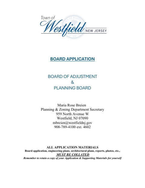 First page of the Board Application