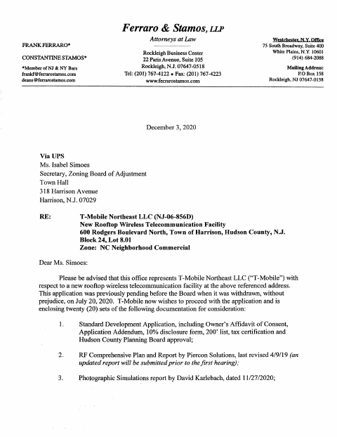 First page of the Rooftop Wireless Facility Development Application