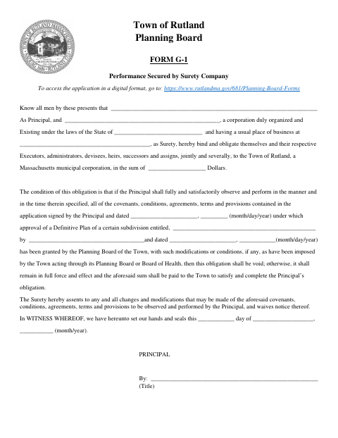 First page of the Performance Secured by Surety Company