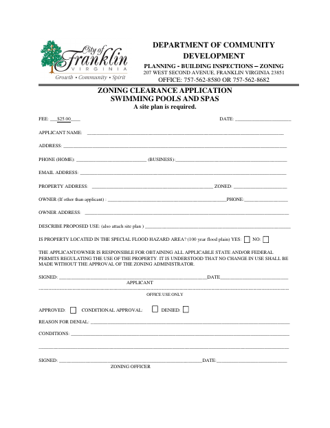 First page of the Spa Permit and Safety Devices Affidavit
