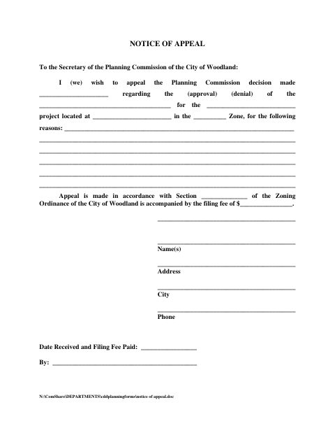 First page of the Notice of Appeal