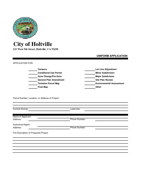 First page of the Uniform Application