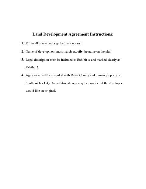 First page of the Land Development Agreement