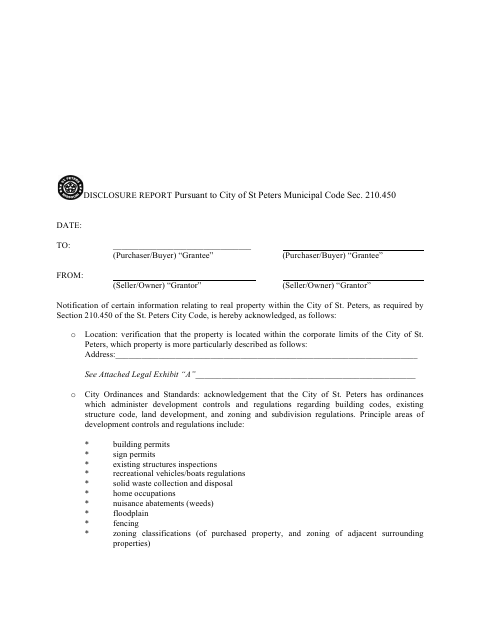 First page of the Property Disclosure Report