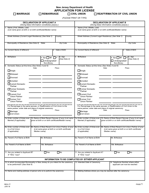 First page of the Application For License