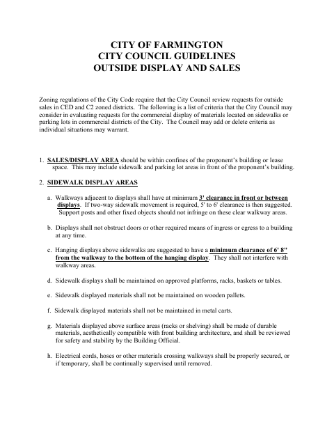 First page of the Outside Sales Application