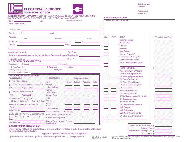 First page of the Electrical Subcode Technical Section