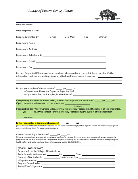 First page of the Freedom of Information Act Request