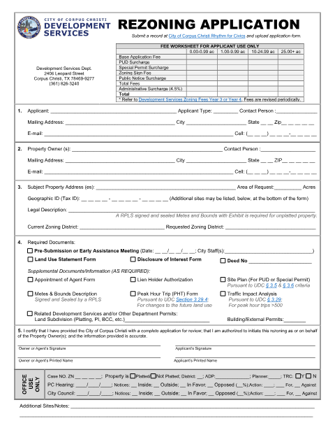 First page of the Rezoning Application