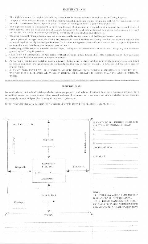 First page of the Building Permit Application