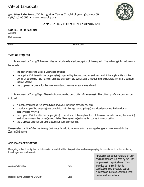 First page of the Application for Zoning Amendment