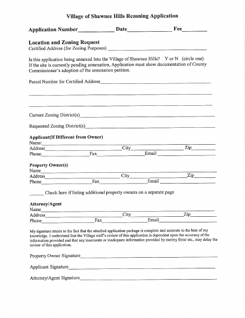 First page of the Rezoning Application