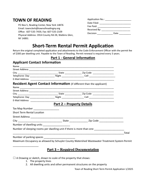 First page of the Short-Term Rental Permit Application