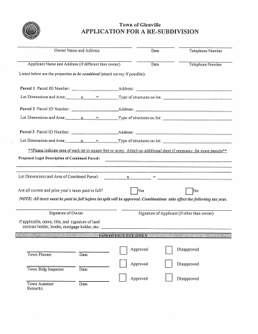 First page of the Lot Line Adjustment Application