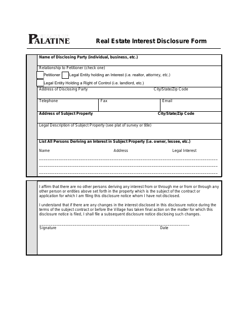 First page of the Real Estate Interest Disclosure Form