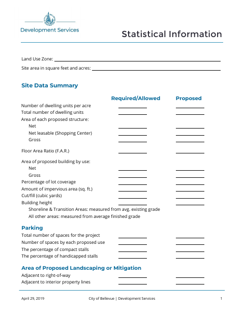 First page of the Statistical Information Sheet