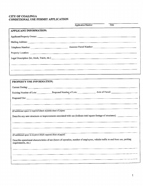 First page of the Conditional Use Permit Application