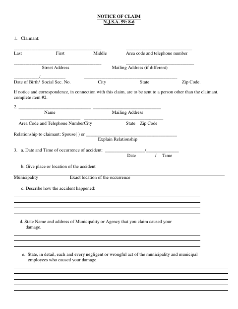 First page of the Notice of Claim