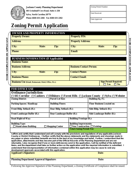 First page of the Zoning Permit Application