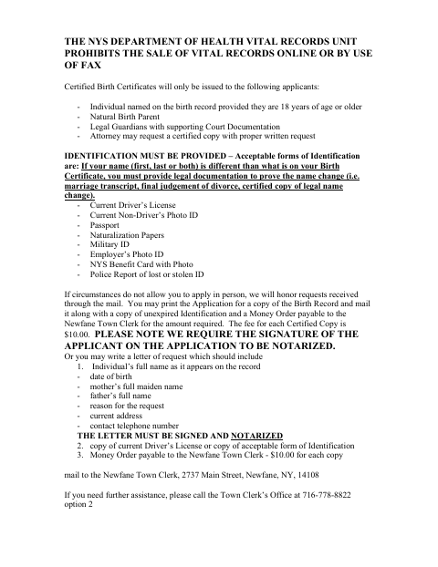 First page of the Certified Birth Certificate Application