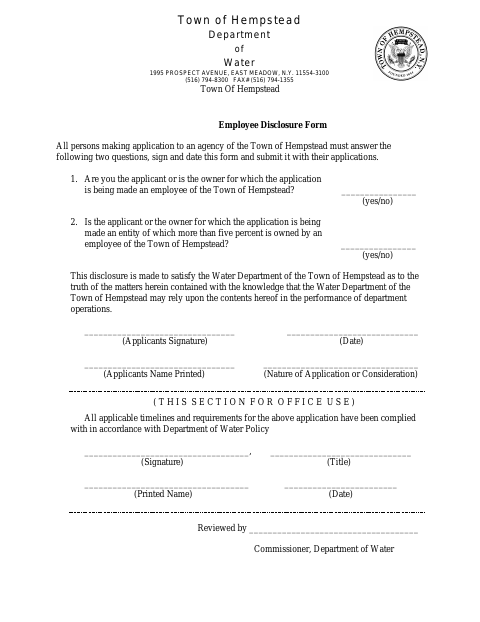 First page of the Employee Disclosure Form