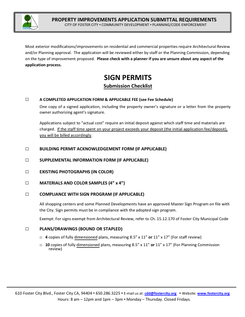 First page of the Sign Permit