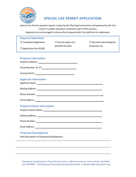 First page of the Special Use Permit Application
