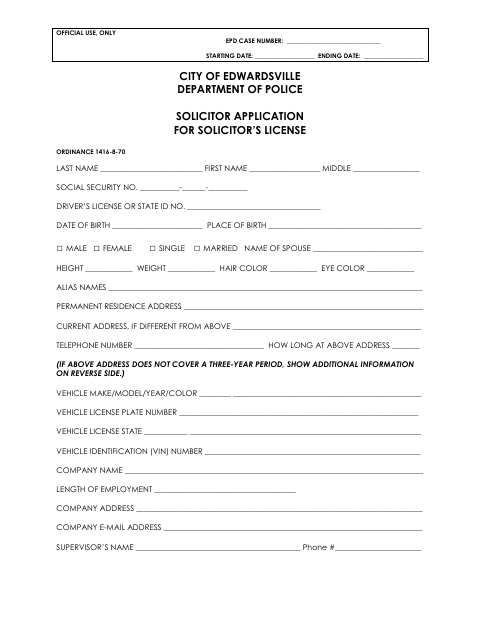 First page of the Solicitor Application for Solicitor’s License