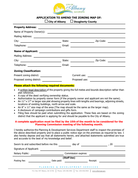 First page of the Application to Amend the Zoning Map (Rezoning Pack)