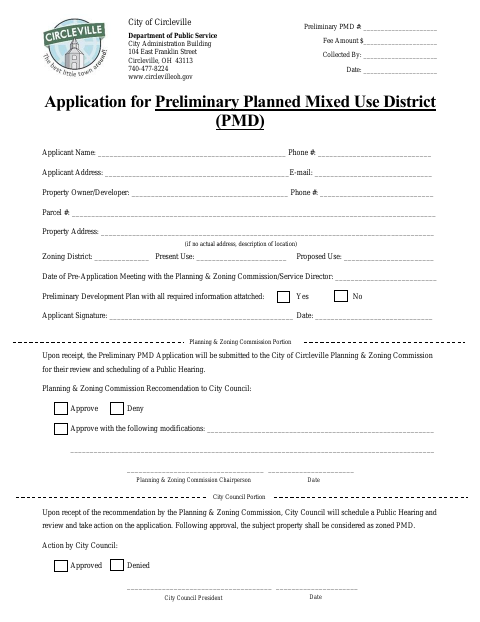 First page of the Preliminary Planned Mixed Development Application