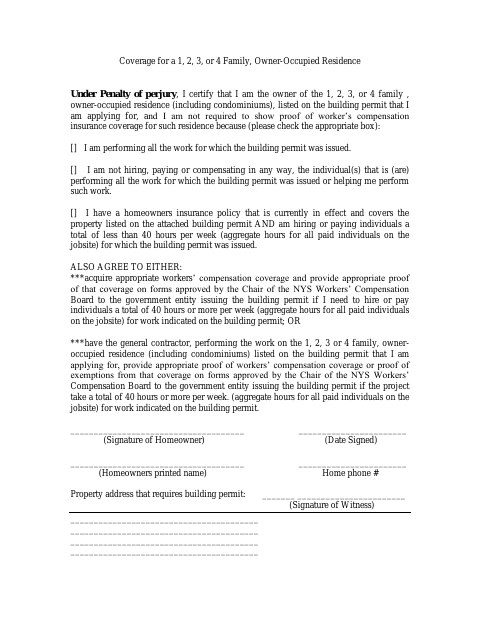 First page of the Owner-Occupied Residence Coverage