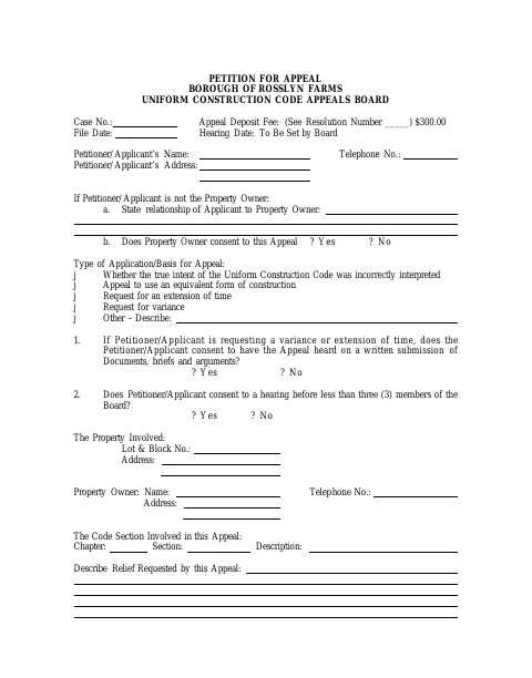 First page of the Petition for Appeal — UCC Appeals Board