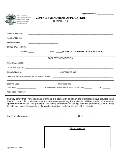 First page of the Zoning Amendment Application
