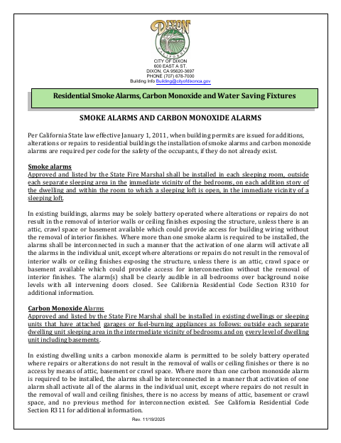 First page of the Smoke Alarms and Carbon Monoxide Alarms