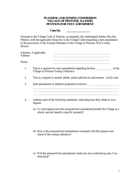 First page of the Petition for Text Amendment
