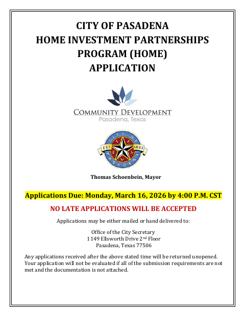 First page of the Home Investment Partnerships Program (HOME) Application