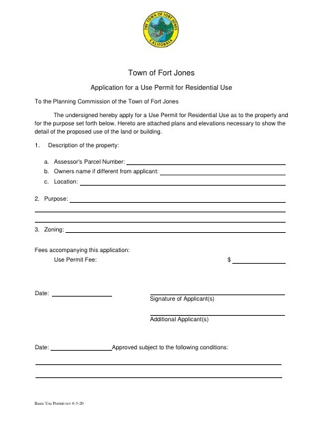 First page of the Application for a Use Permit for Residential Use