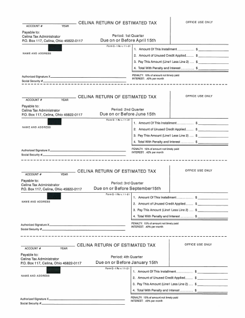 First page of the Return of Estimated Tax