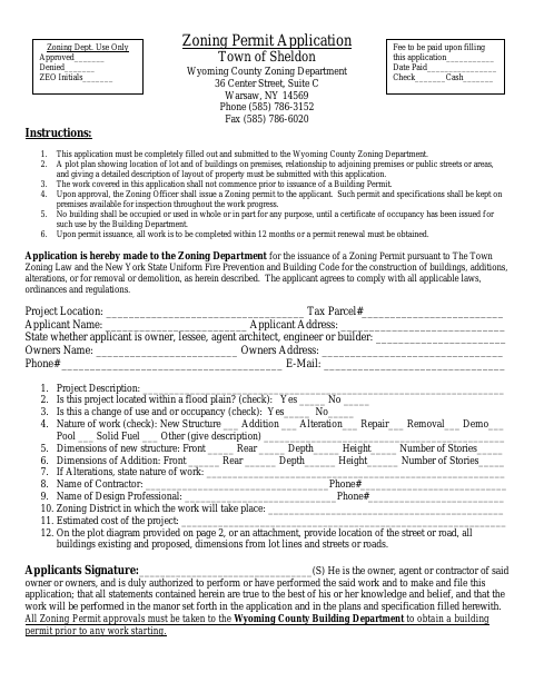 First page of the Zoning Permit Application