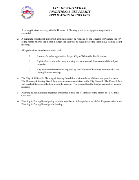 First page of the Conditional Use Permit Application
