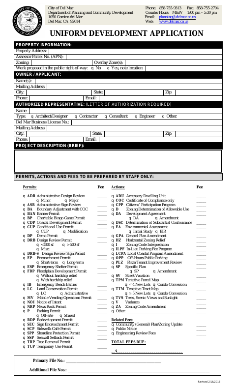 First page of the ADU Application Packet