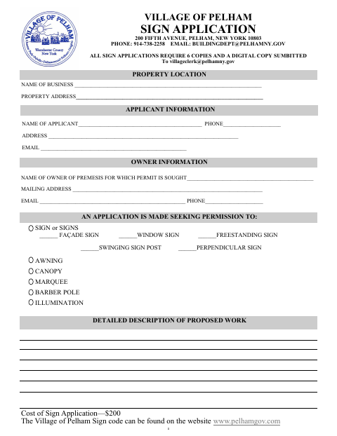 First page of the Sign Application