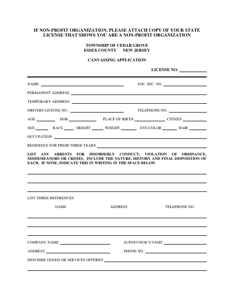First page of the Canvassing Application