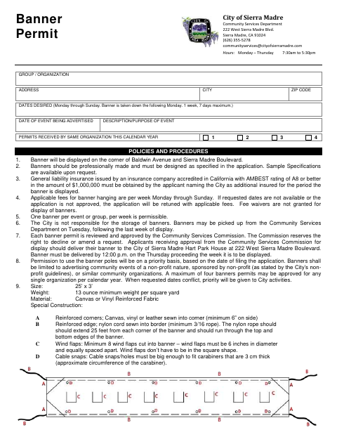 First page of the Banner Permit Application