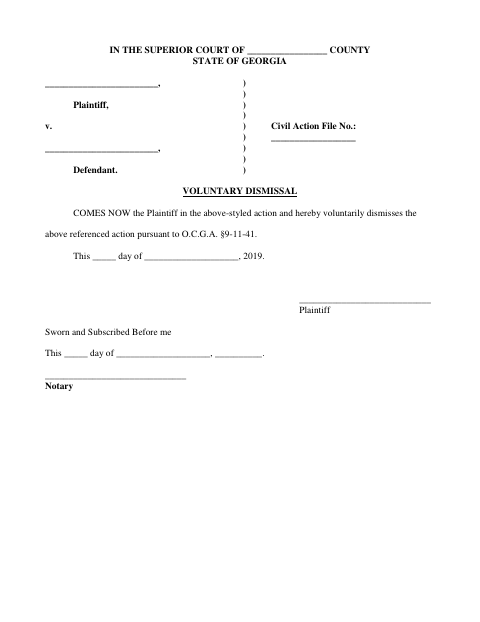 First page of the Voluntary Dismissal