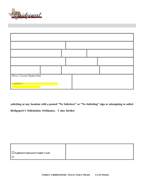 First page of the Vendor Individual Permit Application