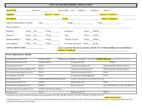 First page of the Permit Application