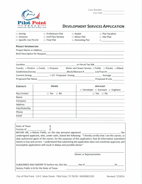 First page of the Site Plan Checklist And Application