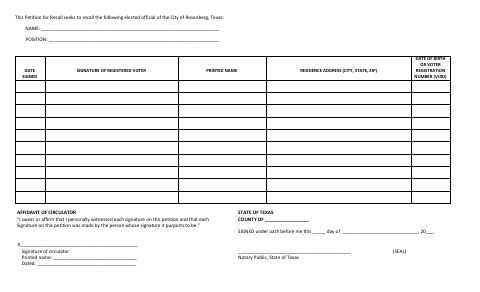 First page of the Elected Official Recall Petition