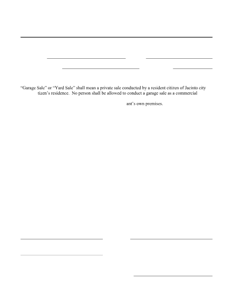 First page of the Garage Sale and Sign Permit Application
